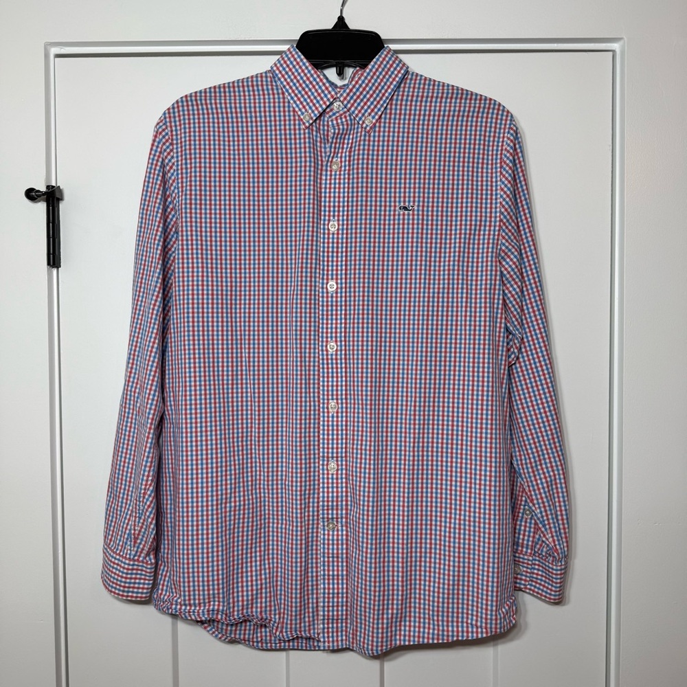 Vineyard Vines Gingham Plaid Button Long Sleeve C… - image 1